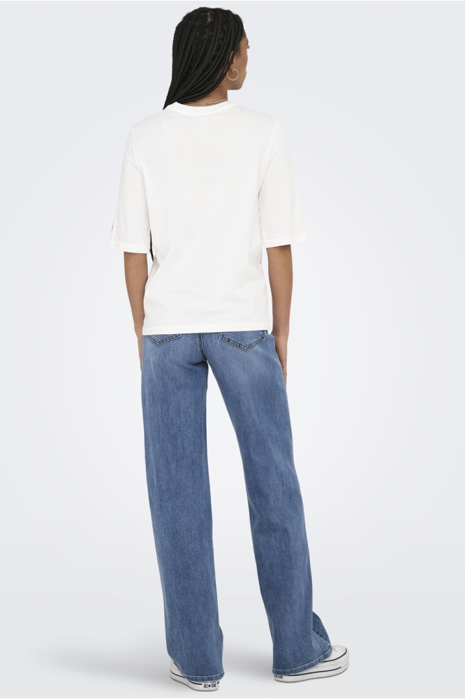 ONLPHOEBE S/S FRESH TOP BOX JRS 15351369 CLOUD DANCER/POMEGRANATE
